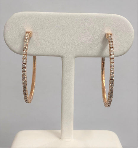14kt Rose Gold Diamond Hoop Earrings