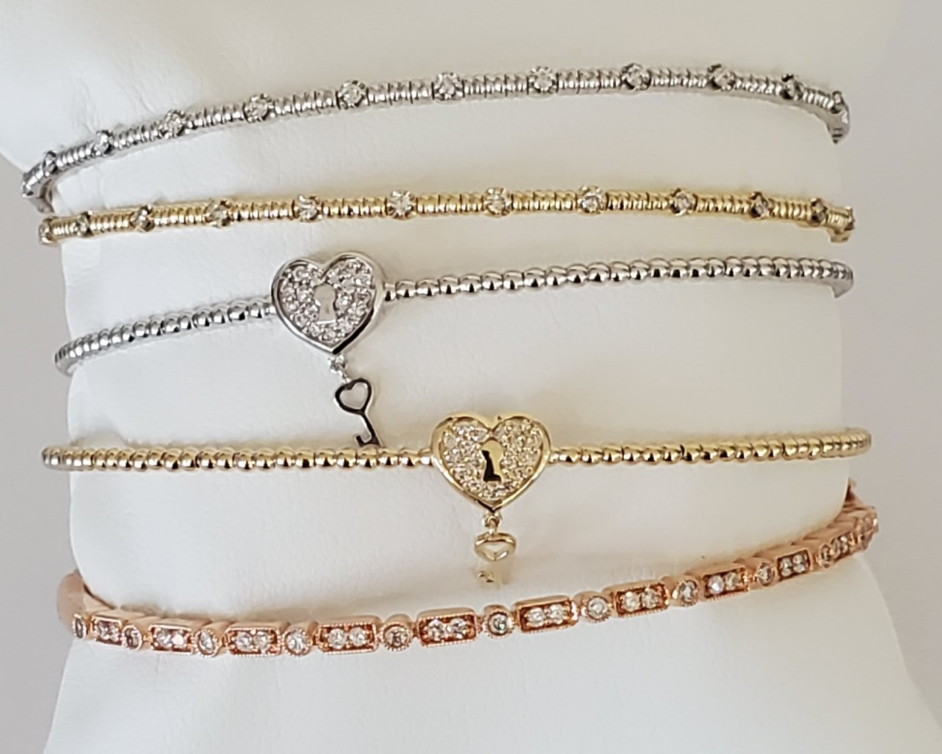 Stackable Diamond Bangle Bracelets