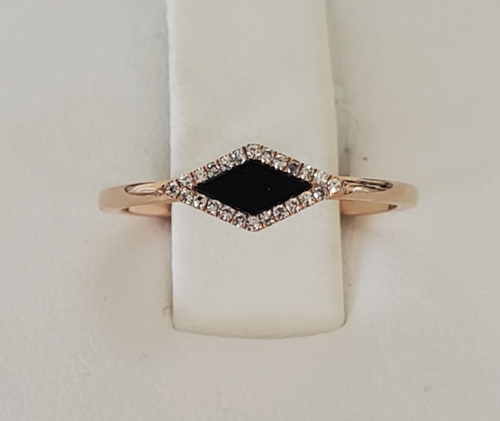 14kt Rose Gold Black Onyx and Diamond Ring