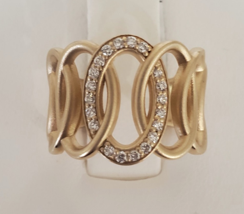 14kt Matte Yellow Gold Diamond Fashion Ring