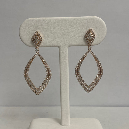 14kt Rose Gold Brilliant Cut Diamond Drop Earrings