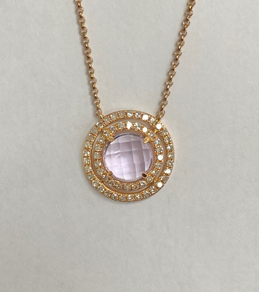 14kt Rose Gold Amethyst and Diamond Necklace