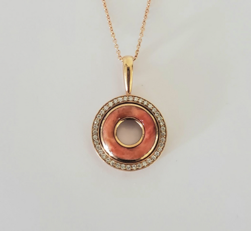 14kt Rose Gold Coral and Diamond Pendant