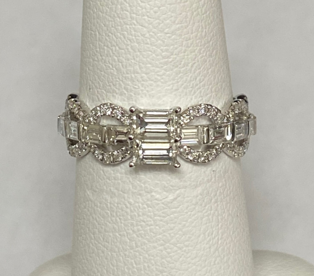 14kt White Gold Baguette Diamond Fashion Ring