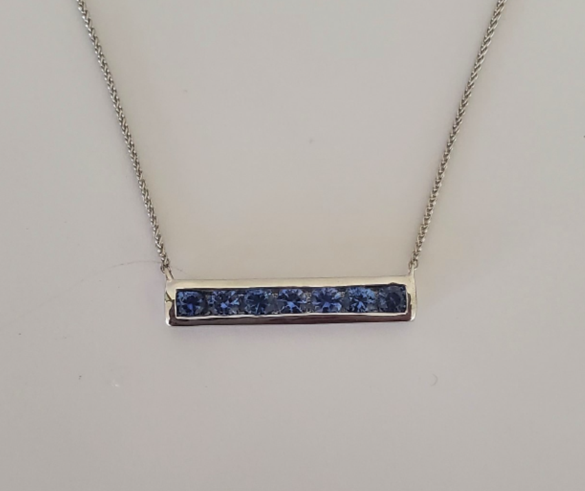 14kt White Gold Channel Set Sapphire Necklace