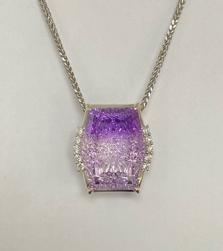 14kt White Gold Custom Bi Color Amethyst Pendant