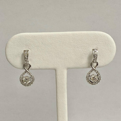 14kt White Gold Diamond Halo Infinity Earrings