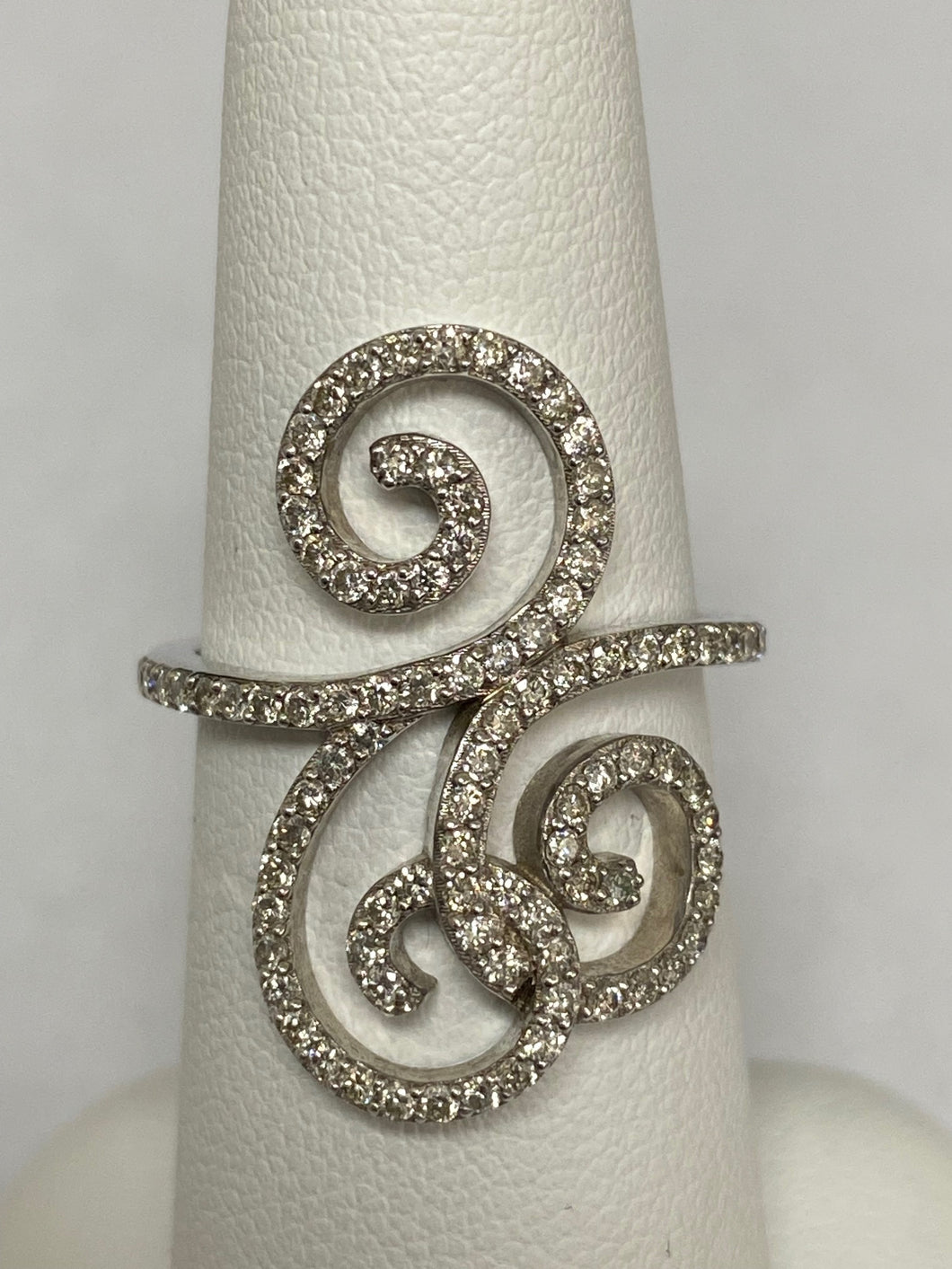 14kt White Gold Diamond Swirl Ring