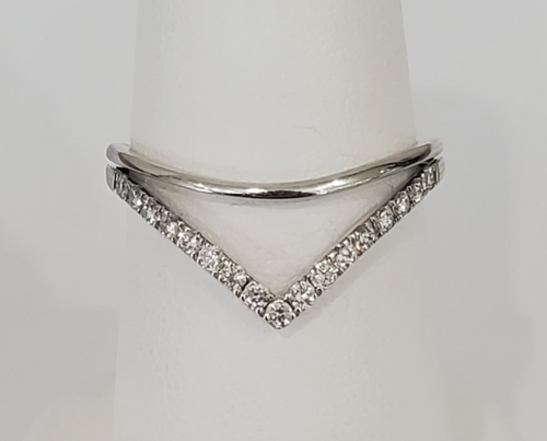 14kt White Gold Double Chevron Diamond Ring