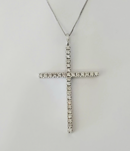 14kt White Gold Large Diamond Cross