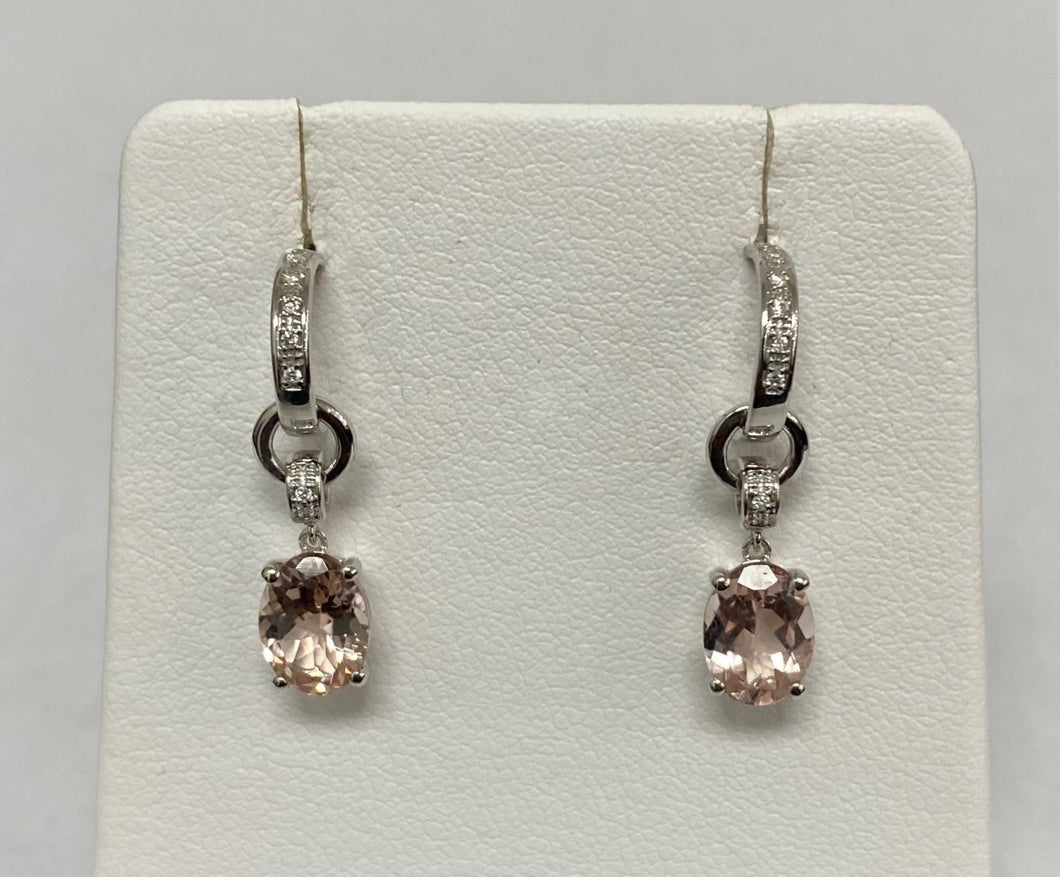 14kt White Gold Morganite and Diamond Earrings