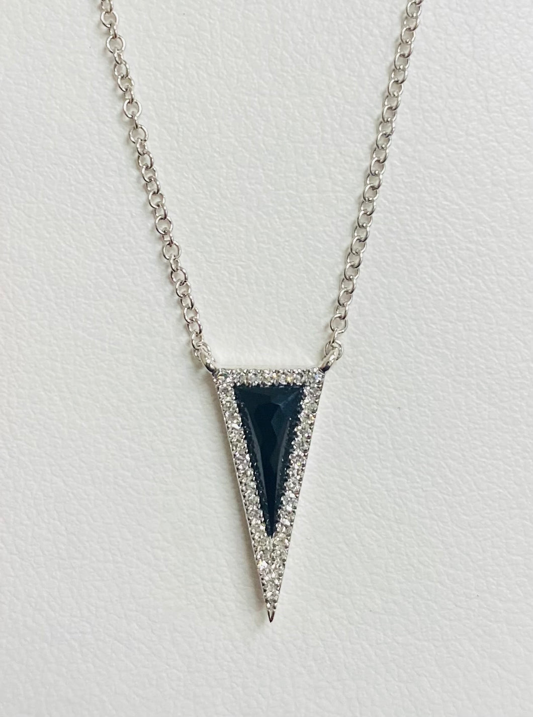 14kt White Gold Onyx and Diamond Necklace