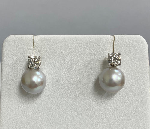 14kt White Gold Pearl with Brilliant Cut Diamond Studs