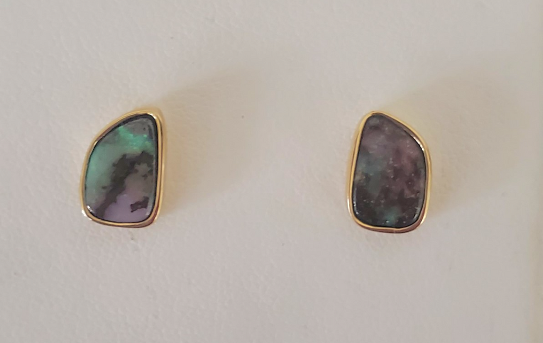 14kt Yellow Gold Bezel Set Opal Earrings