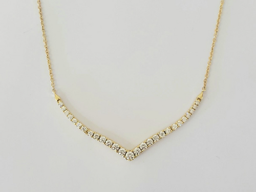 14kt Yellow Gold Chevron Bar Diamond Necklace