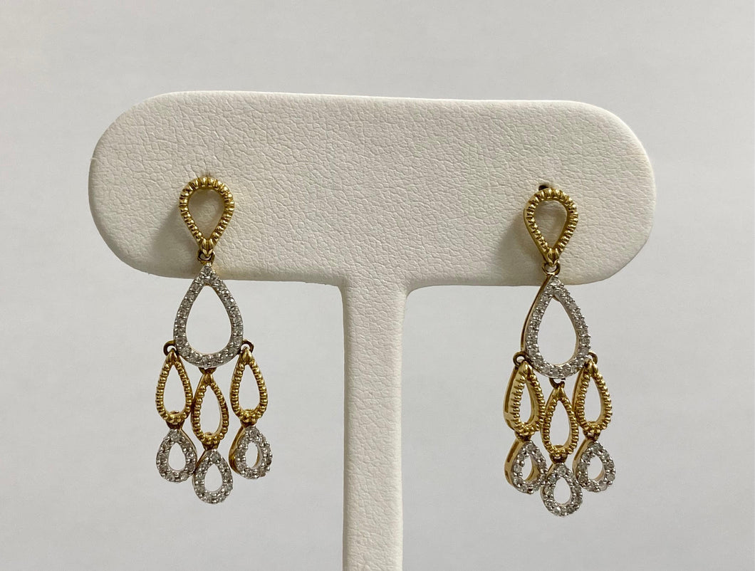 14kt Yellow and White Gold Diamond Chandelier Earrings