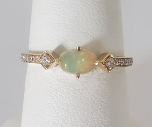 14kt Yellow Gold Opal and Diamond Ring