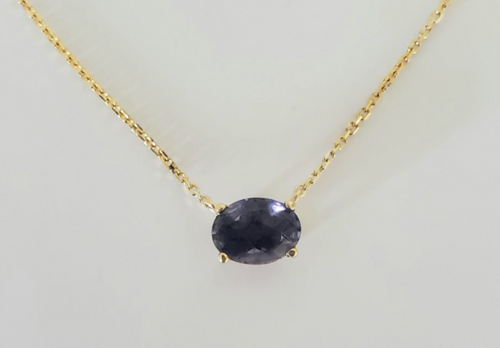 14kt Yellow Gold Oval Iolite Necklace