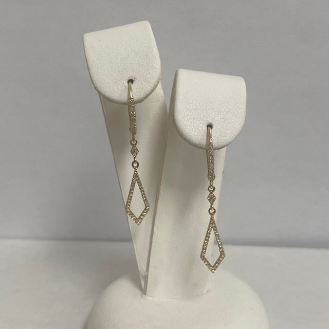 14kt Yellow Gold Prong Set Diamond Drop Earrings
