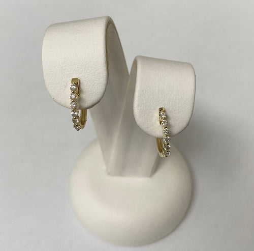 14kt Yellow Gold Shared Prong Diamond Hoop Earrings