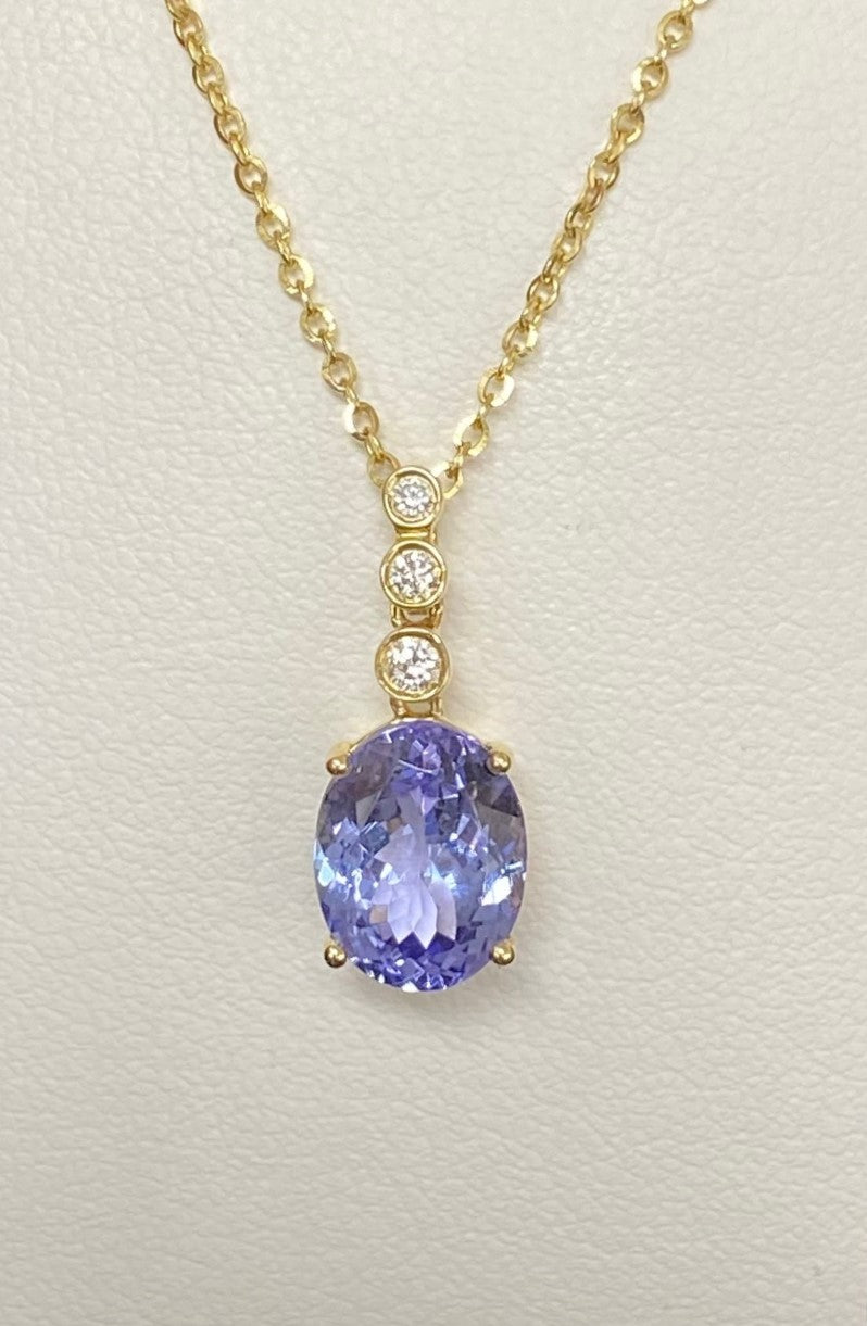 14kt Yellow Gold Tanzanite and Diamond Pendant