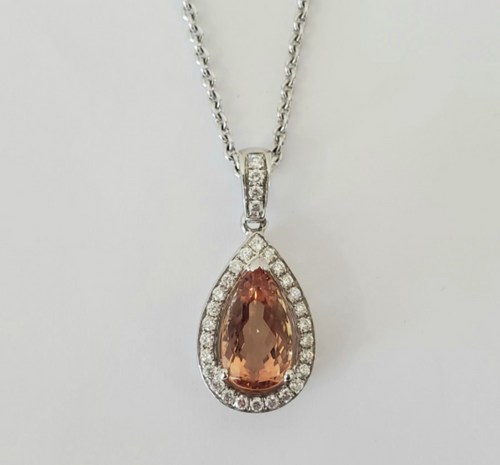 18kt White Gold Imperial Topaz and Diamond Pendant