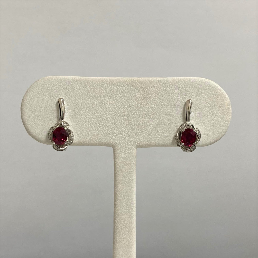 18kt White Gold Ruby and Diamond Drop Earrings