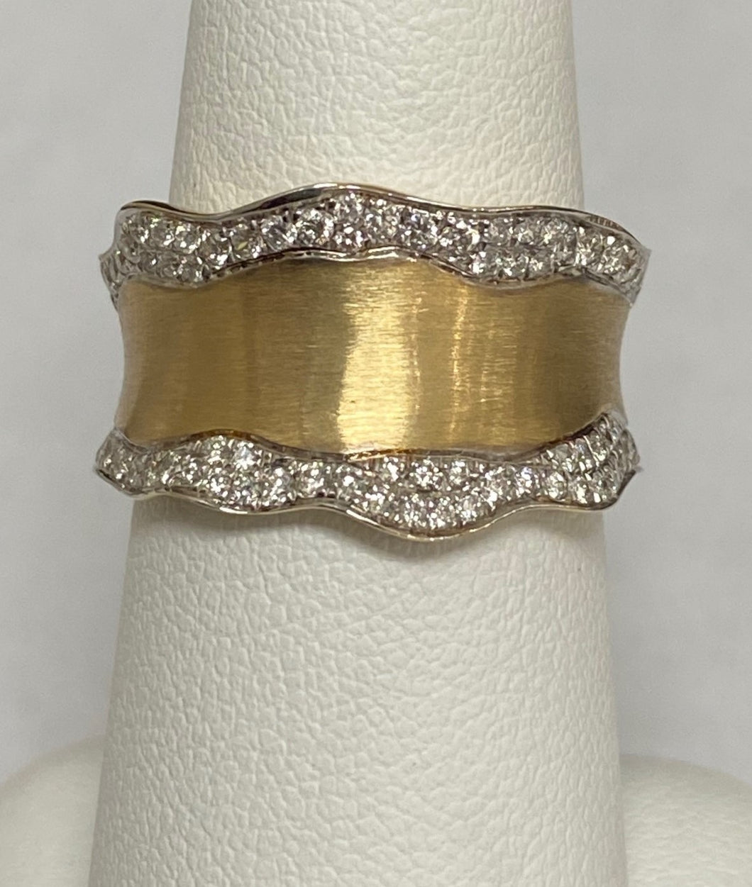 14kt Yellow and White Gold Diamond Ring With Satin Finish