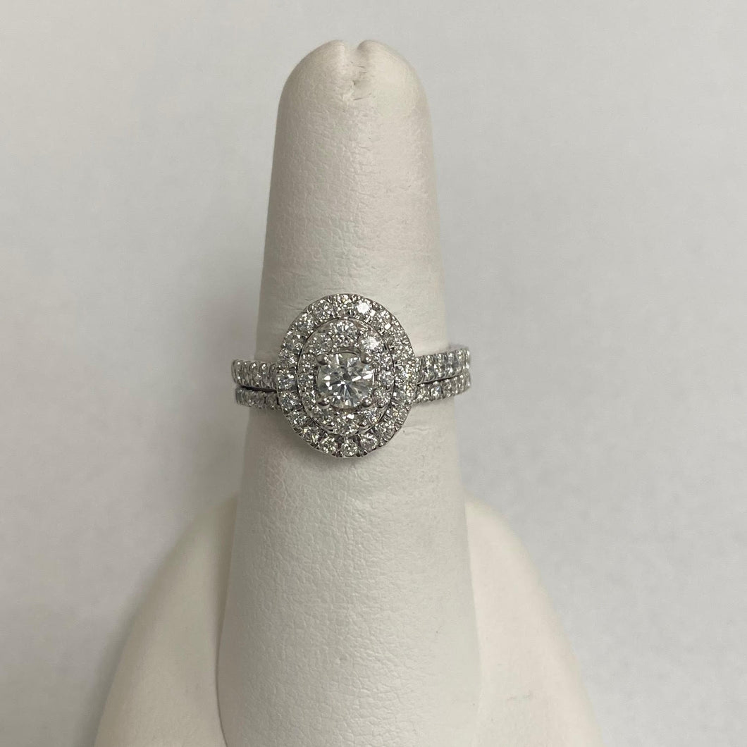 14kt White Gold Oval Double Halo Engagement Ring