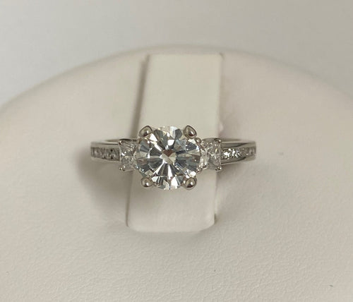 14kt White Gold Three Stone Design Engagement Ring