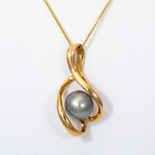 14kt Yellow Gold Tahitian Pearl Freeform Pendant