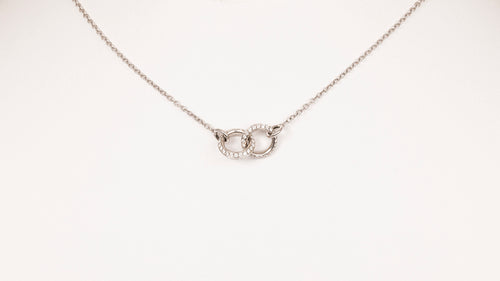 18kt White Gold Double Ring Diamond Necklace