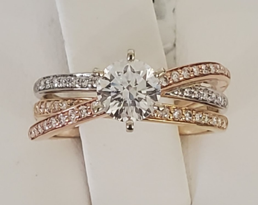 Tri color wedding sets hotsell