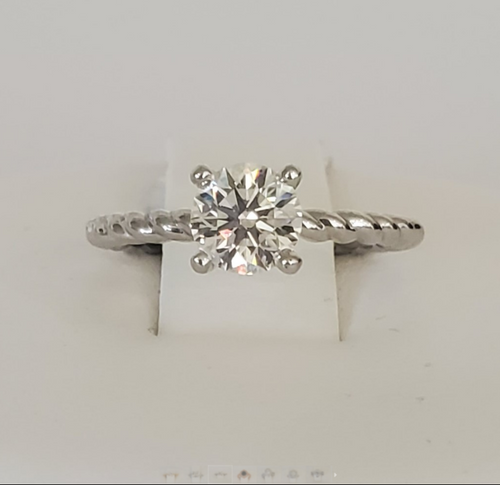 14kt White Gold Twisted Band Diamond Solitaire Engagement Ring