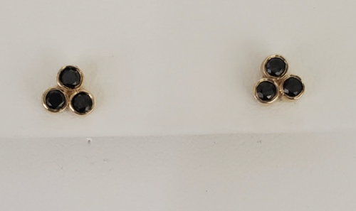 14kt Yellow Gold Black Diamond Earrings