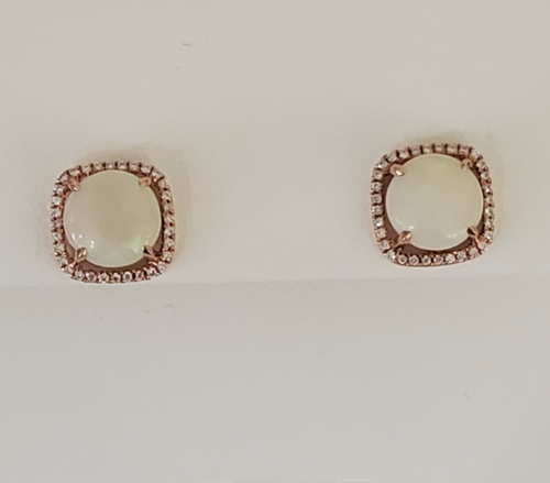 14kt Rose Gold Opal and Diamond Earrings
