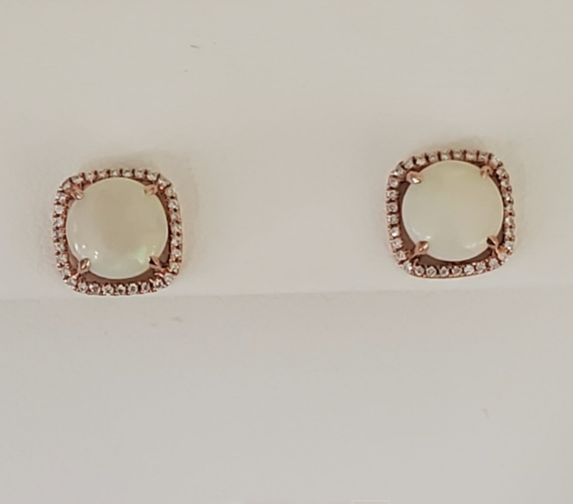 14kt Rose Gold Opal and Diamond Earrings