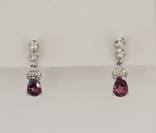 14kt White Gold Pink Tourmaline and Diamond Earrings
