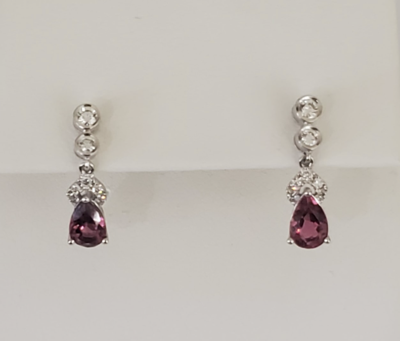 14kt White Gold Pink Tourmaline and Diamond Earrings