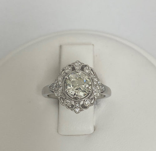 14kt White Gold Old European Cut Diamond Engagement Ring