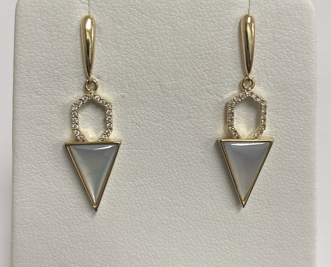 14kt Yellow Gold Mother of Pearl and Diamond Earrings