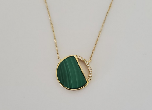 14kt Yellow Gold Malachite and Diamond Pendant