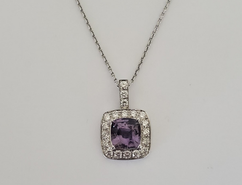 18kt White Gold Purple Sapphire and Diamond Pendant
