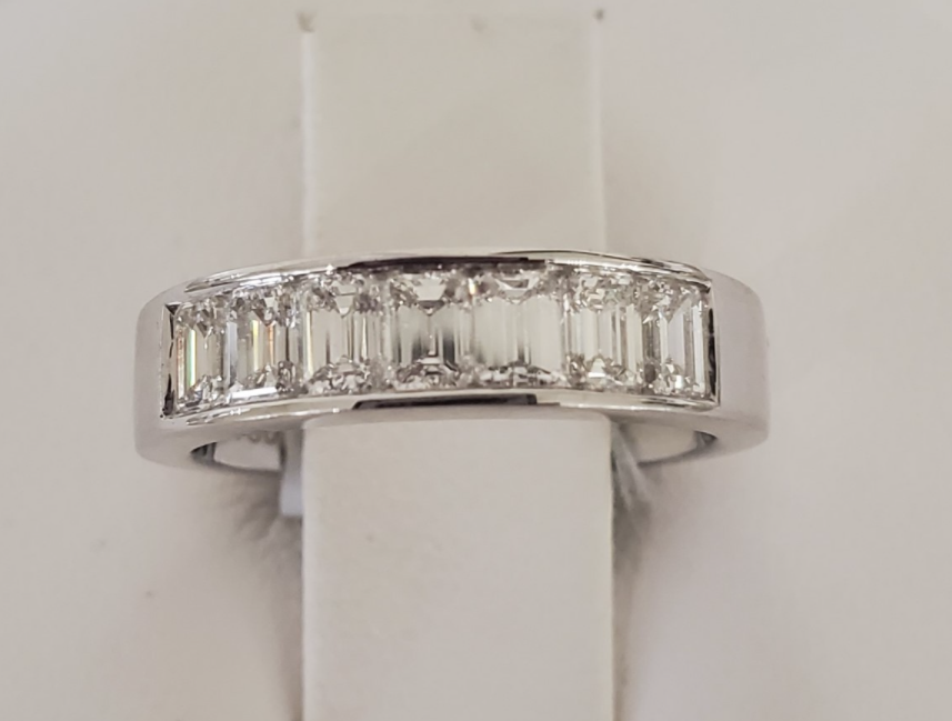18kt White Gold Emerald Cut Diamond Anniversary Ring