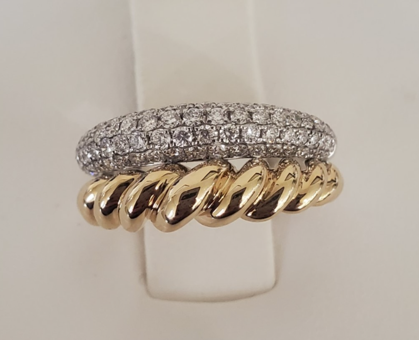 14kt Yellow and White Gold Double Band Fashion Ring