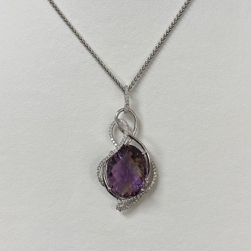 14kt White Gold Ametrine and Diamond Pendant