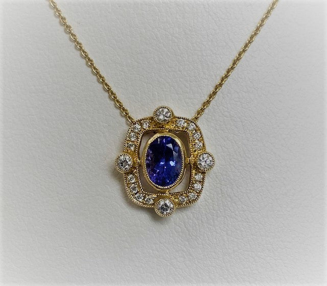 14kt Yellow store Gold Pendant with Tanzanite