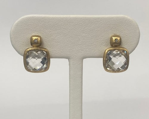 14kt Yellow Gold Colorless Topaz Earrings