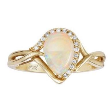 14kt Yellow Gold Australian Opal and Diamond Ring