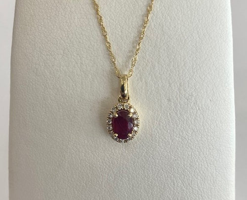 14kt Yellow Gold Ruby and Diamond Pendant